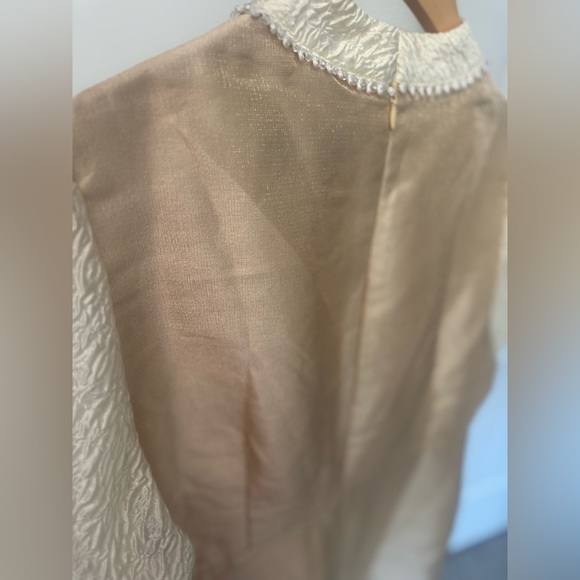 DREAM Sister Jane Satin Jacquard Lace Mini Dress In Gold - Picture 3 of 14